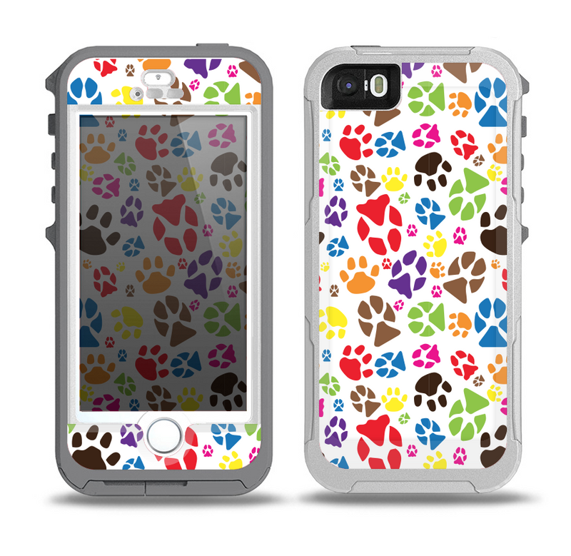 The Colorful Scattered Paw Prints Skin For The Iphone 5 5s Otterbox Pr Designskinz