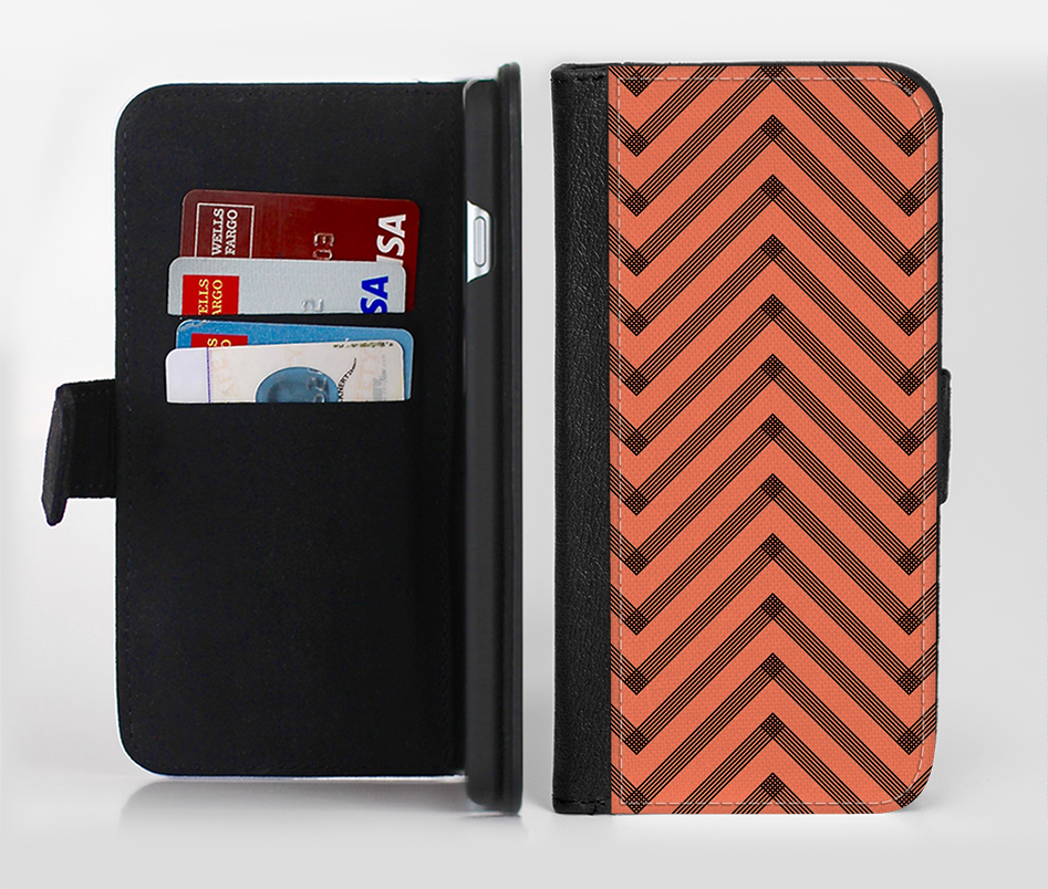 The Coral & Black Sketch Chevron Ink-Fuzed Leather Folding W