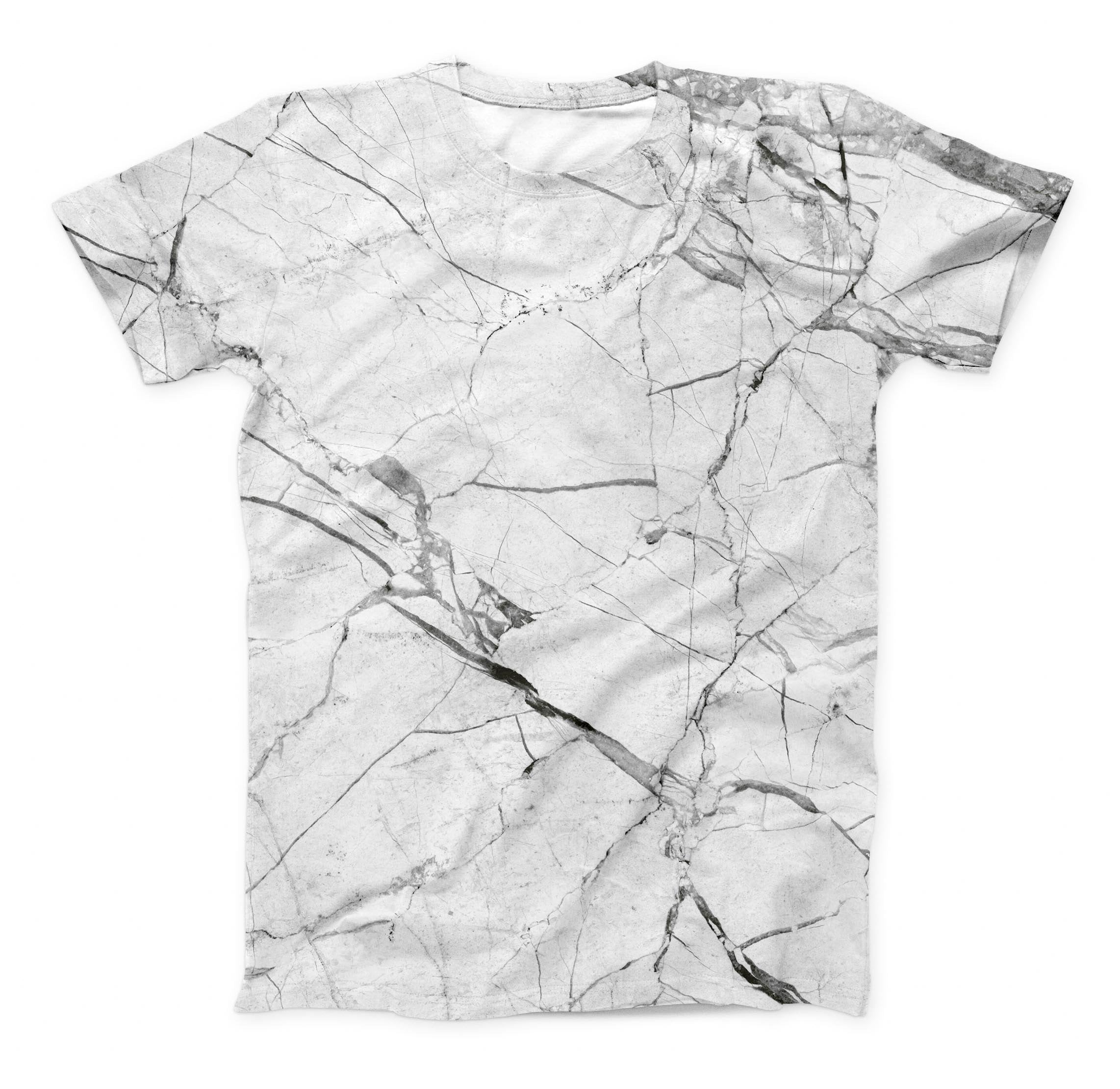 The Cracked White Marble Slate ink-Fuzed Unisex All Over Full-Printed Fitted Tee Shirt