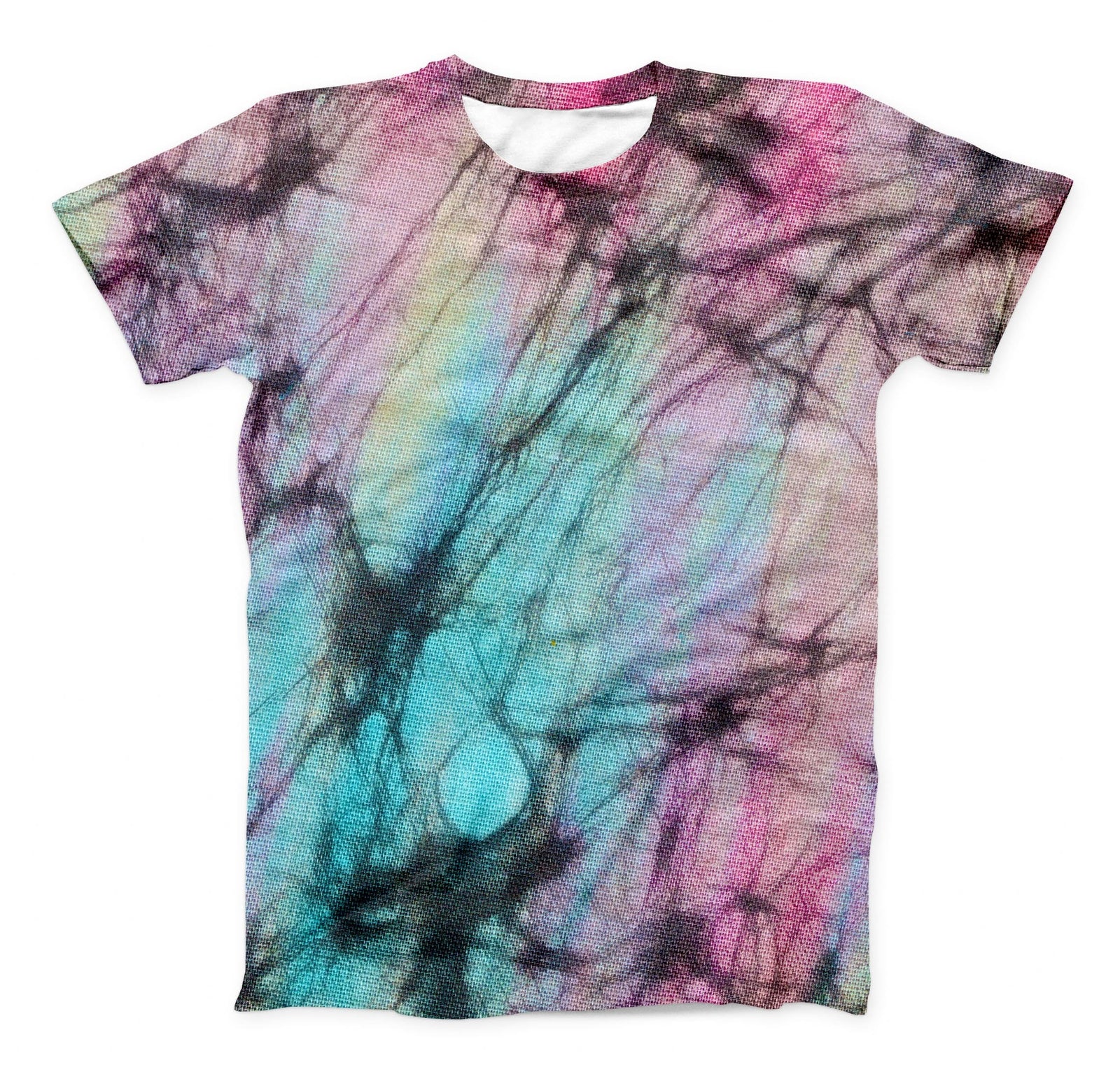 The Fibrous Watercolor ink-Fuzed Unisex All Over Full-Printed Fitted T ...