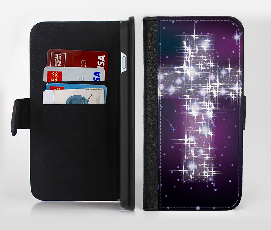 The Glowing Starry Cross Ink-Fuzed Leather Folding Wallet Credit