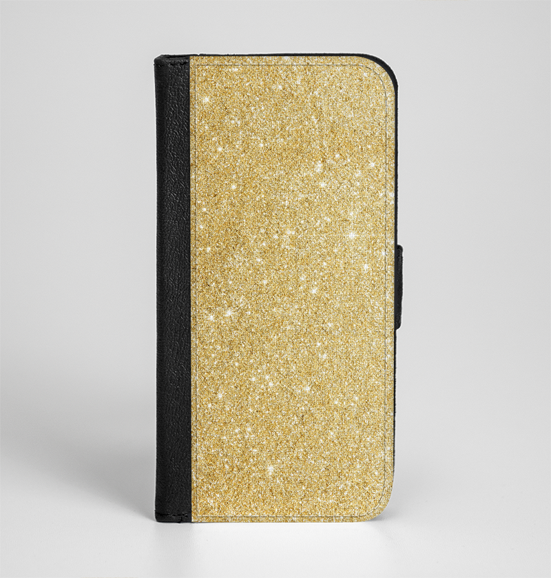 The Gold Glitter Ultra Metallic Ink-Fuzed Leather Folding Wallet