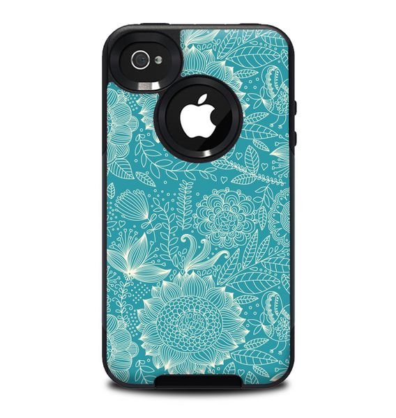 The_Intricate_Teal_Floral_Pattern_Skin_for_the_iPhone_4-4s_OtterBox ...