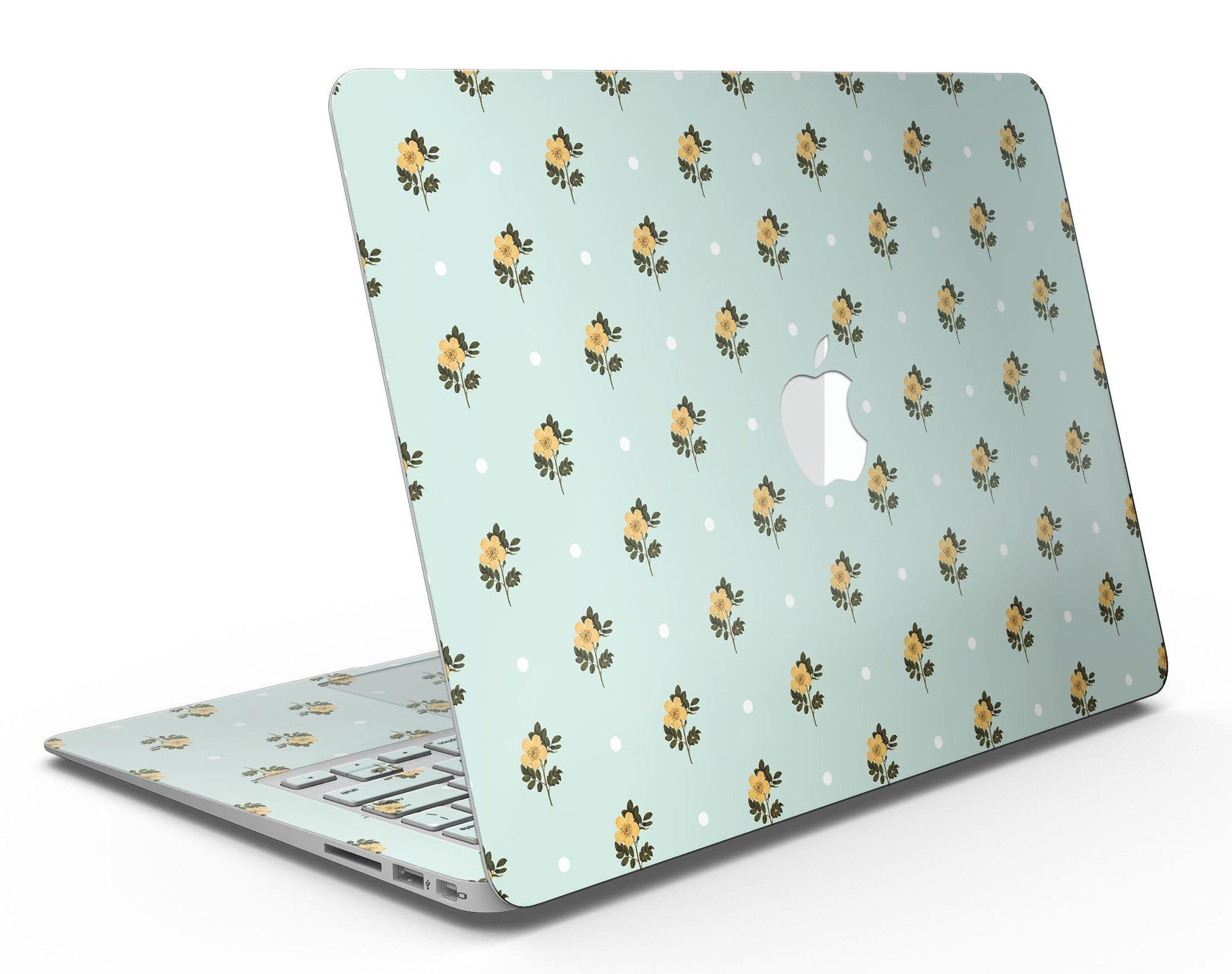 The Micro Daisy and Mint Polka Dot Pattern - MacBook Air Skin Kit