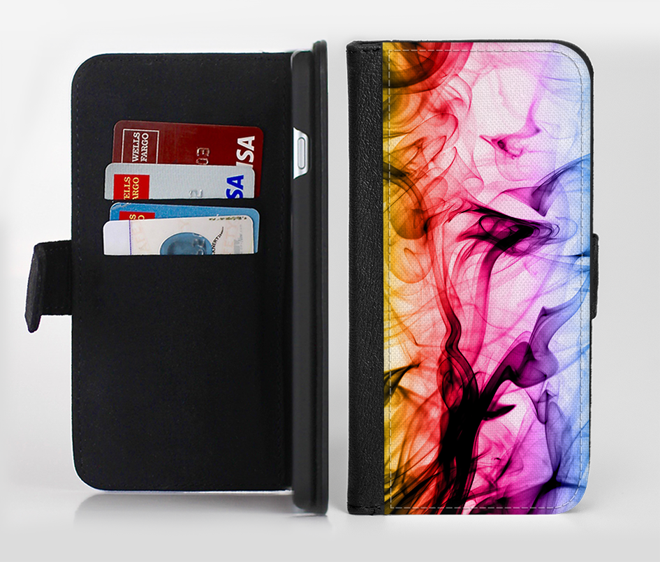 The Neon Glowing Fumes Ink-Fuzed Leather Folding Wallet Credit-Card Case for the Apple iPhone 6/6s, 