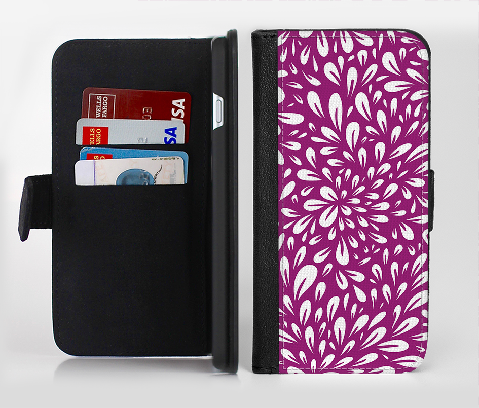 The Purple & White Floral Sprout Ink-Fuzed Leather Folding W