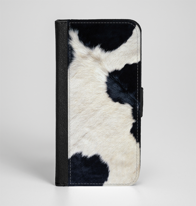 The Real Cowhide Texture Ink-Fuzed Leather Folding Wallet Case f