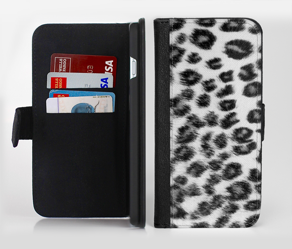 The Real Snow Leopard Hide Ink-Fuzed Leather Folding Wallet Credit-Card Case for the Apple iPhone 6/