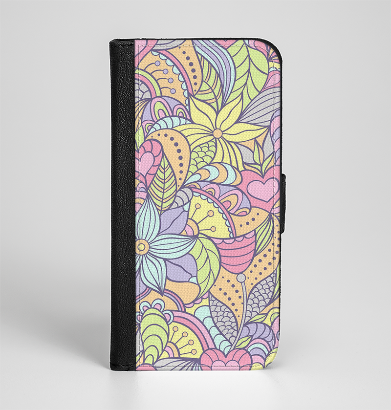 The Subtle Abstract Flower Pattern Ink-Fuzed Leather Folding Wal