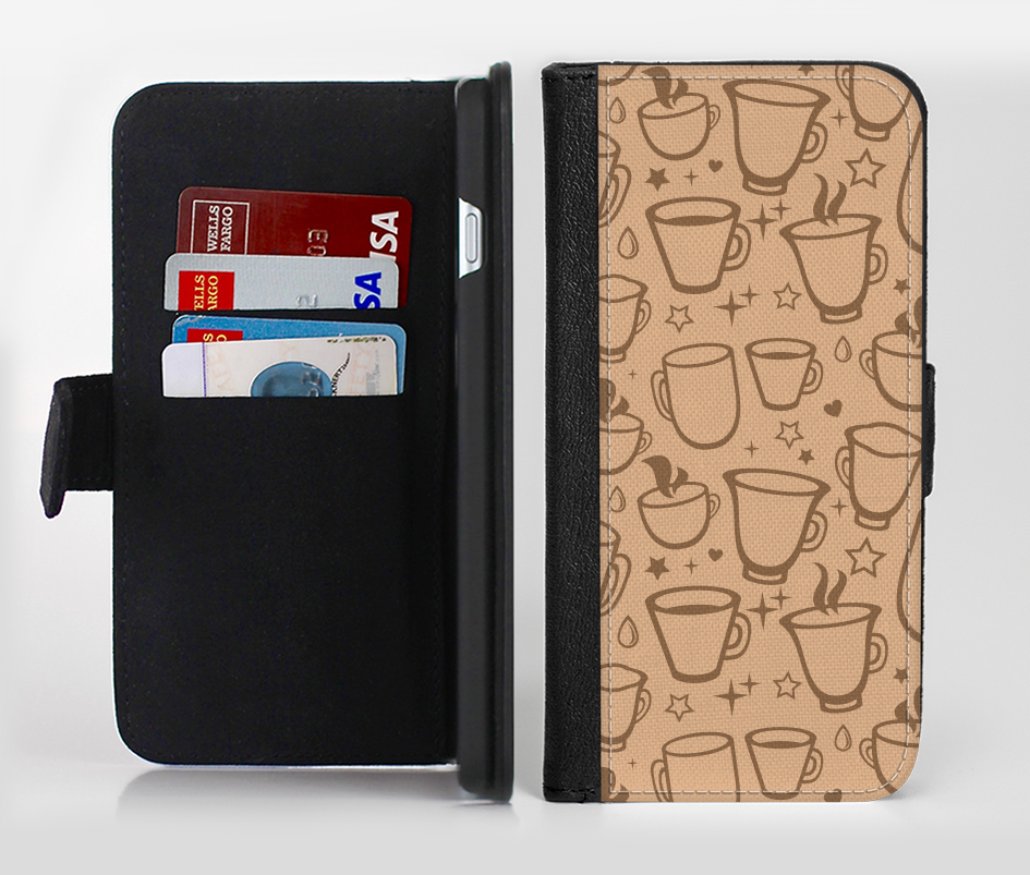 The Vintage Vector Coffee Mugs Ink-Fuzed Leather Folding Wallet 