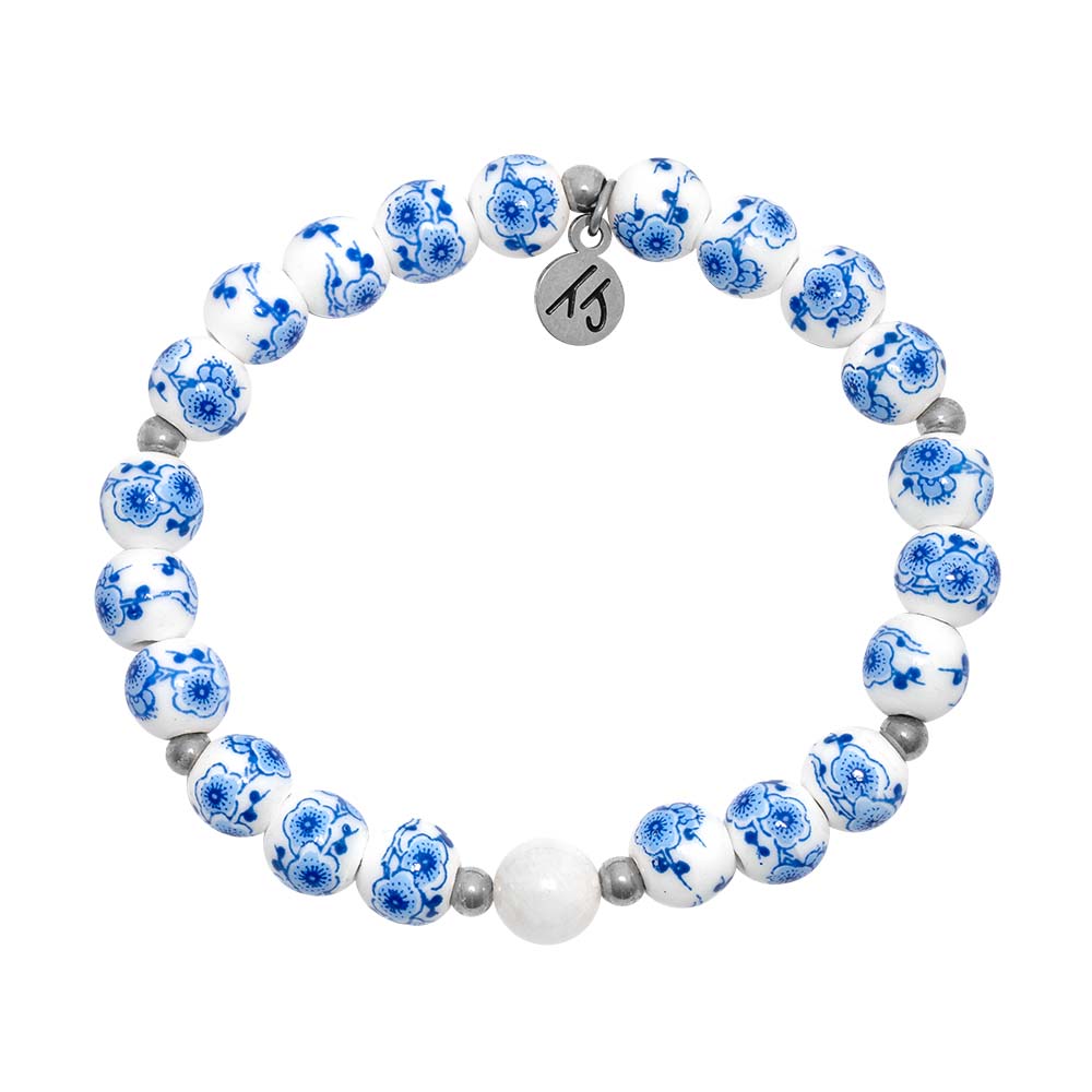 Sky Blue Jade Gemstone Bracelet with Thinking of You Charm