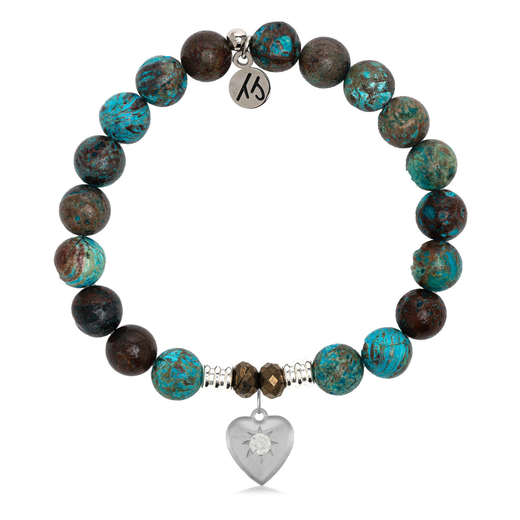 Autumn Jasper Stone Bracelet with Self Love Sterling Silver Charm