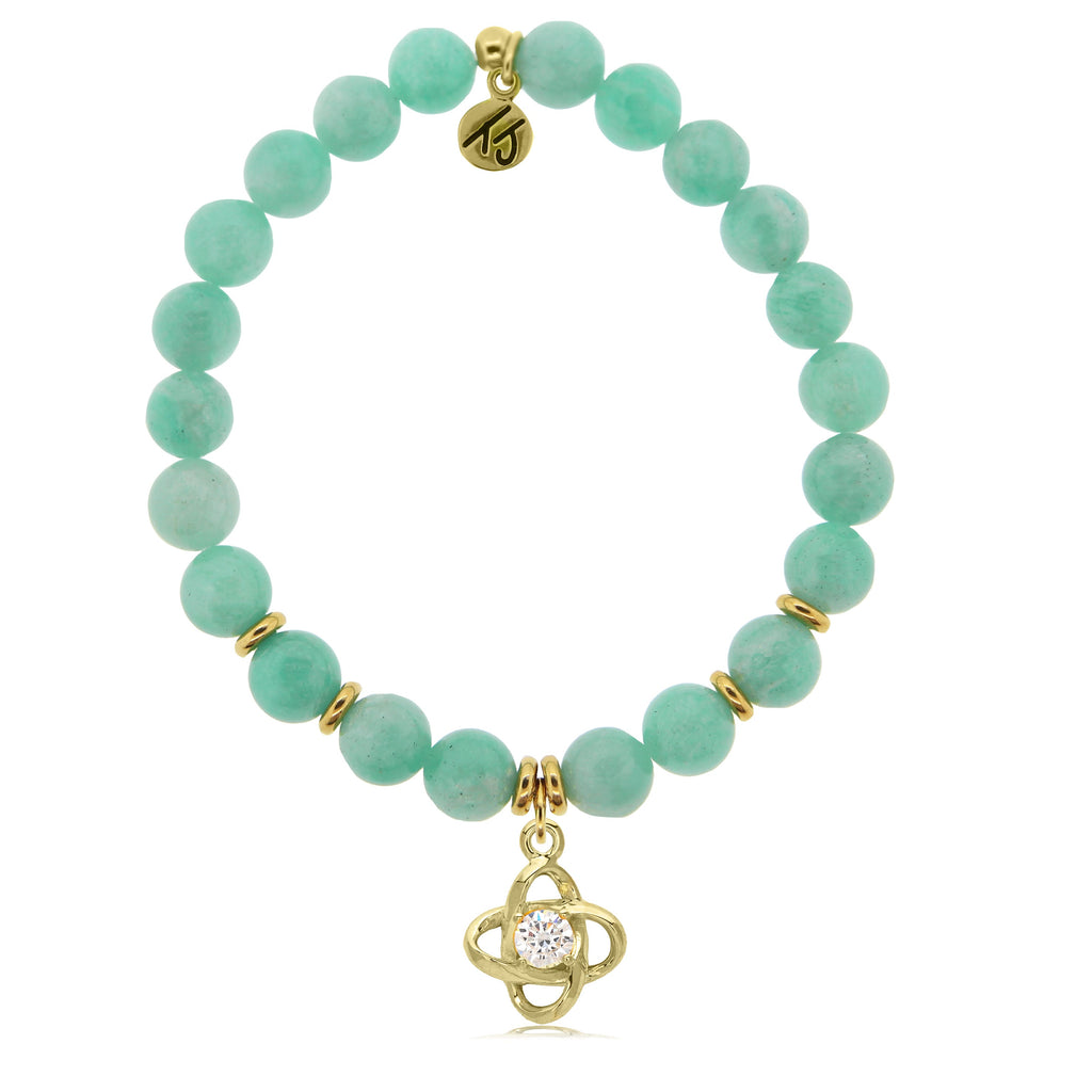 Gold Collection - Peruvian Amazonite Stone Bracelet with Compass Rose Gold  Charm | T. Jazelle