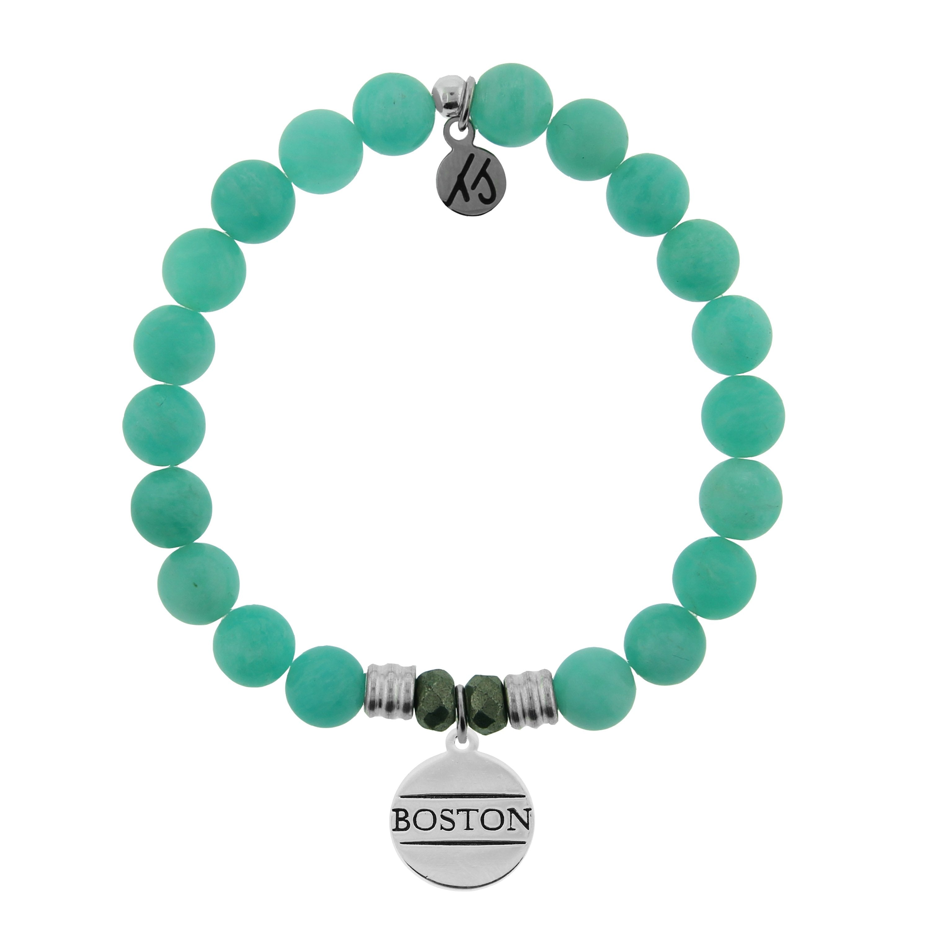 Peruvian Amazonite Stone Bracelet With Boston Sterling Silver Charm T Jazelle