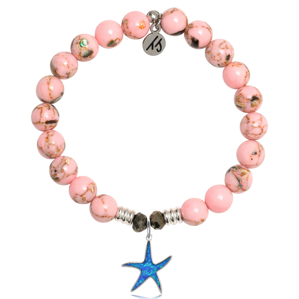 Pink Shell Stone Bracelet with Dolphin Charm