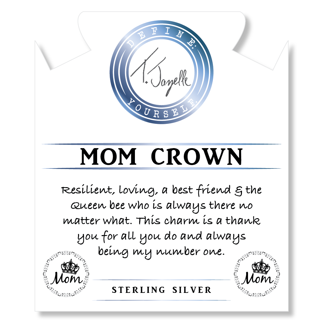 Terahertz Stone Bracelet with Mom Crown Sterling Silver Charm