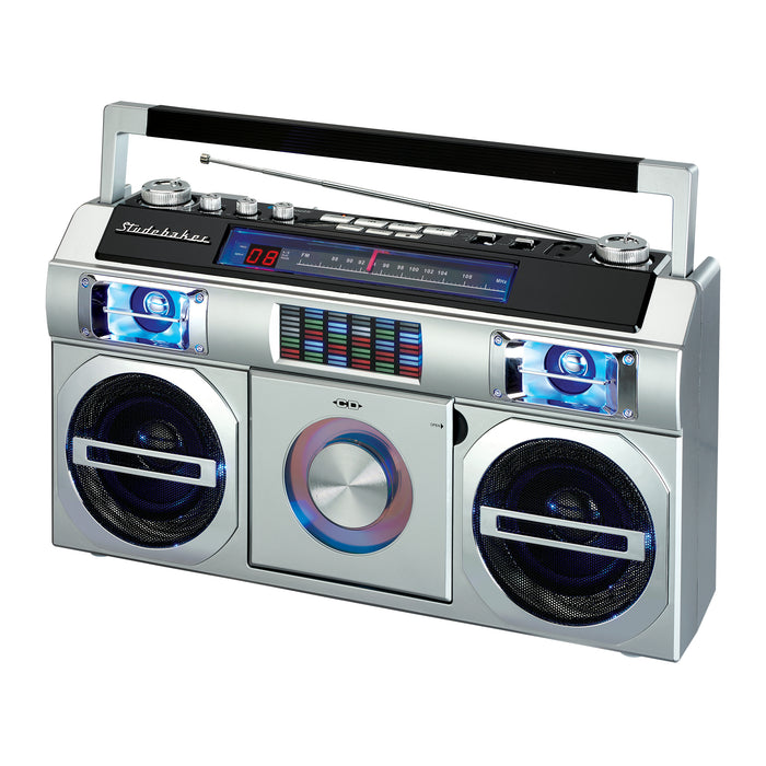 Motiveren Maar Tochi boom Studebaker 80's Retro Street Boombox with FM Radio, CD Player, LED EQ, —  MeTV Mall