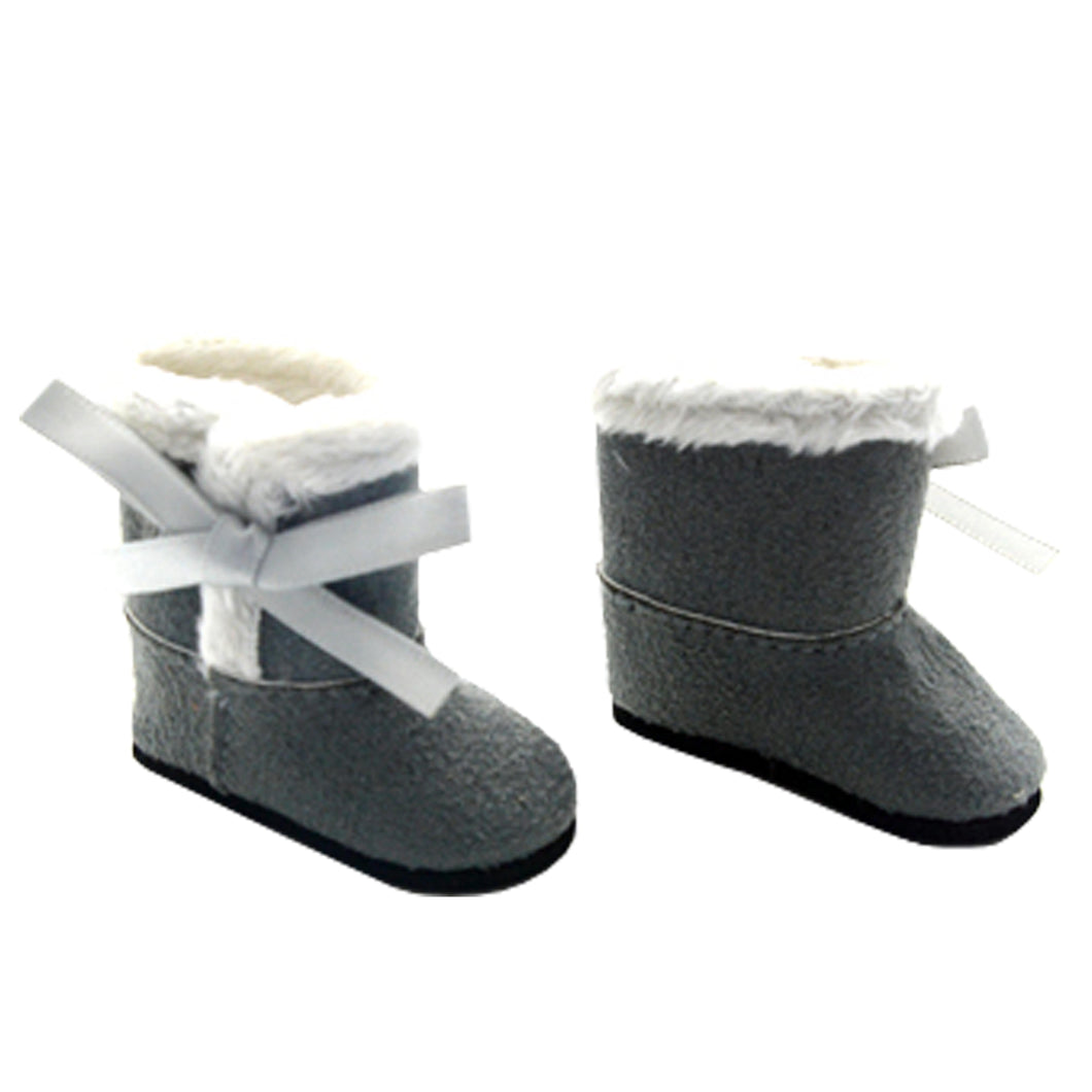 grey boots with fur trim