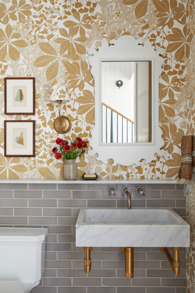 bathroom with gray tile