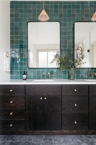 bathroom with green tile