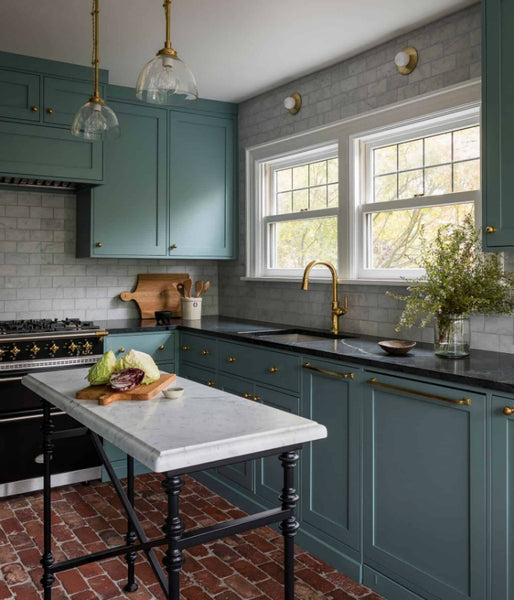 kitchen with marble tile backsplash