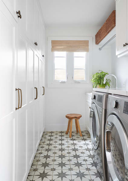 laundry room with pattern tile