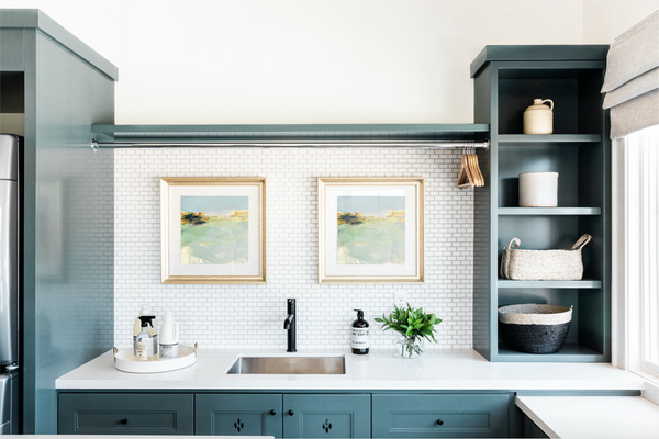 laundry room with mini subway tile