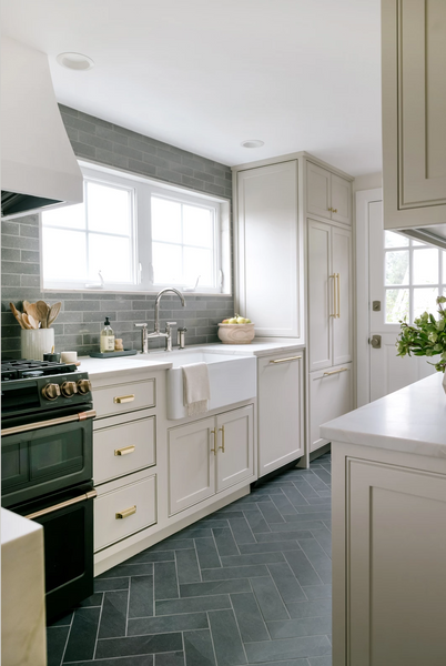 kitchen with grey tile