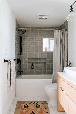 bathroom with green tile
