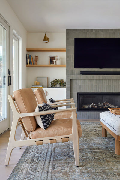 fireplace with grey tile