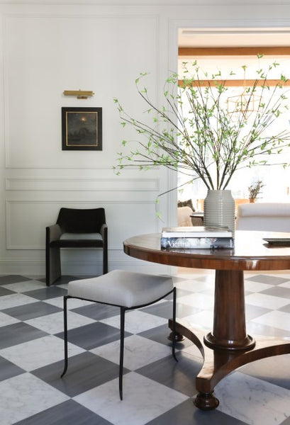 All the Details About the Stone Checkerboard Floors In The Dining