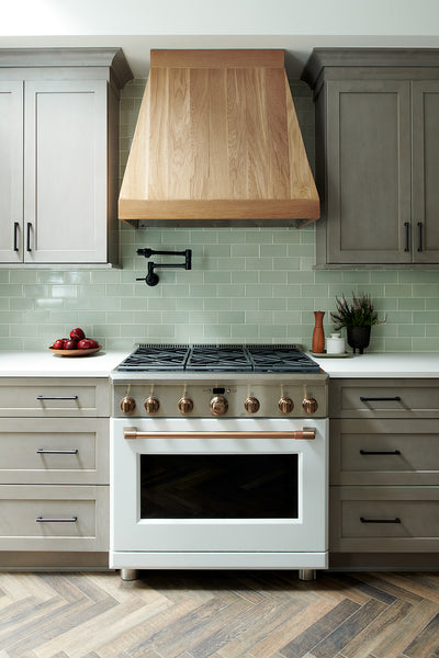 kitchen with running bond subway tile