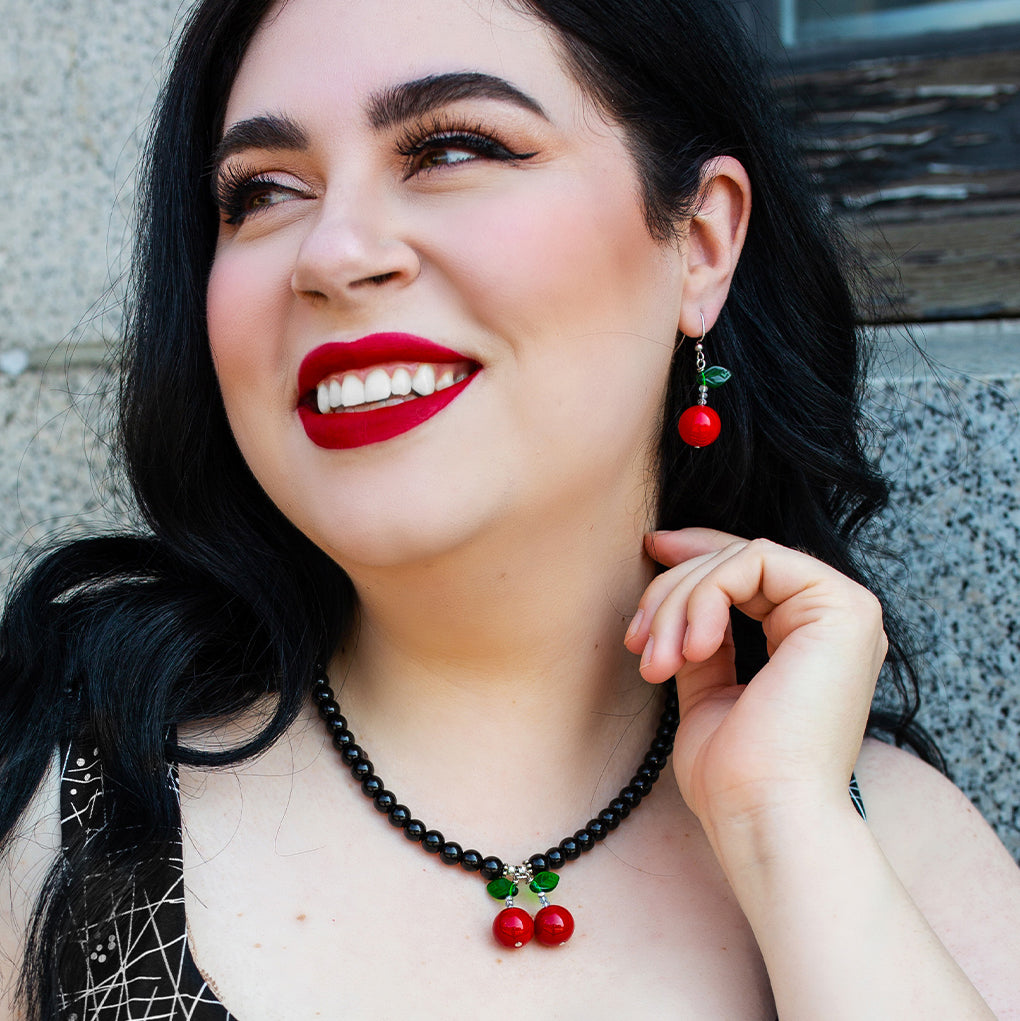 Cherry Cola necklace and earring set