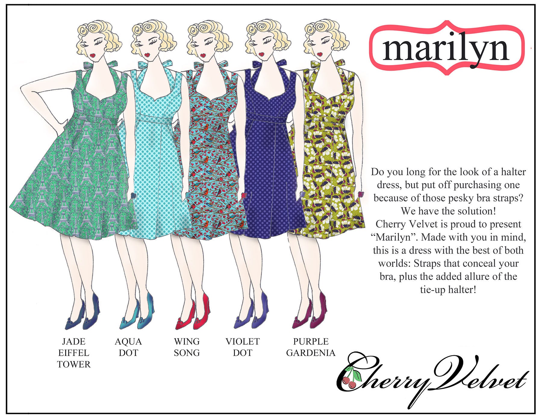 Cherry Velvet Marilyn Dress