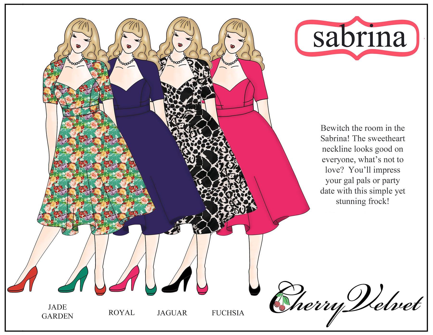 Cherry Velvet Sabrina Dress