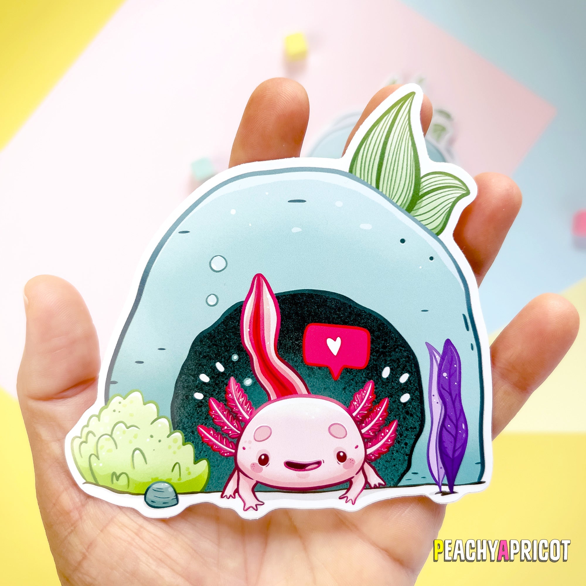 Cute Axolotl Vinyl Sticker Peachyapricot