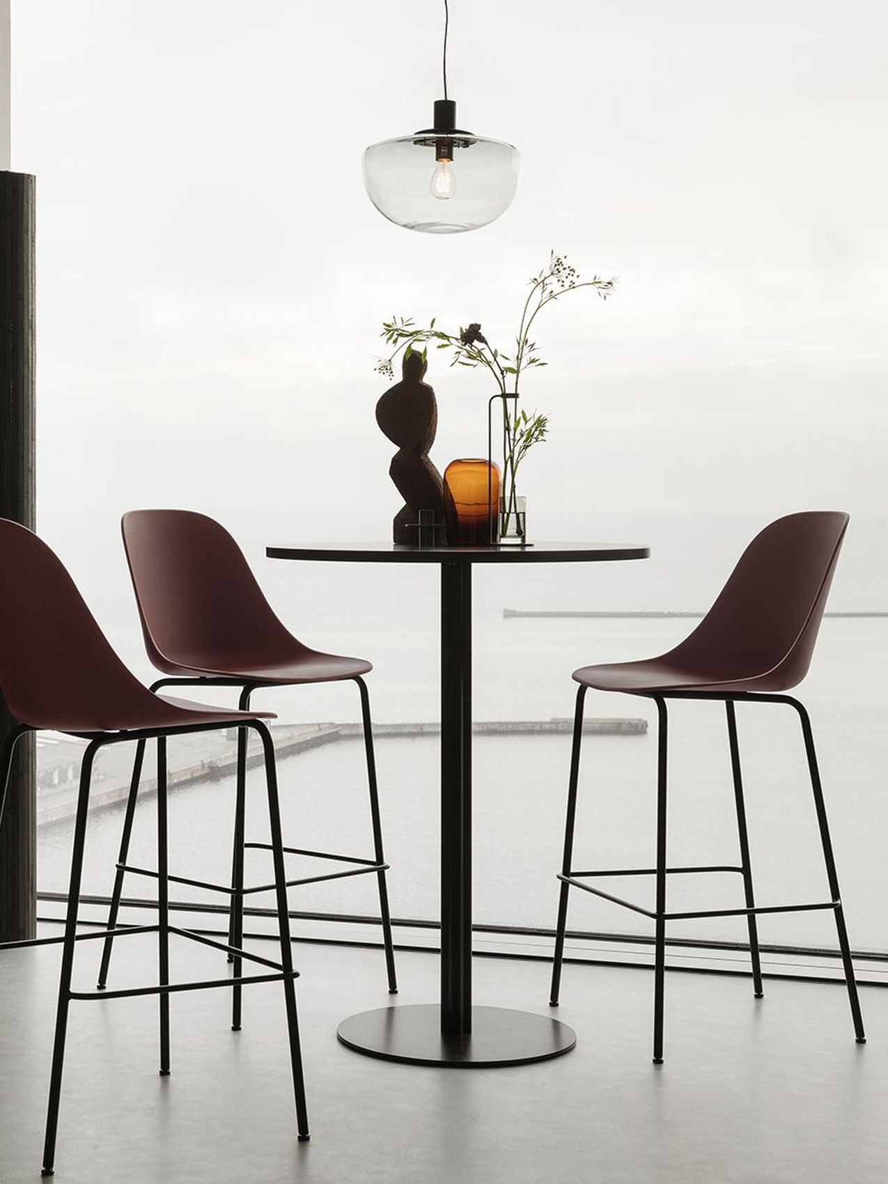 Harbour Column Table, Round Table Top, Bar Height