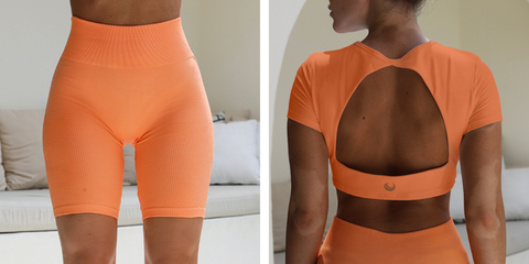 Summer Activewear - Open Back Top and Shorts Orange 