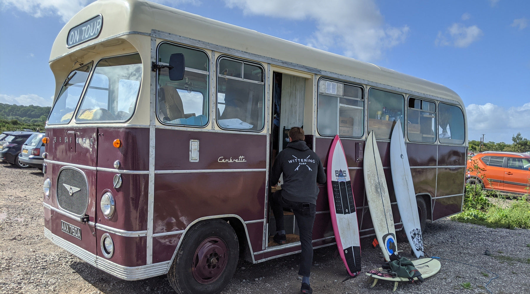 Wittering Surf bedford tour bus