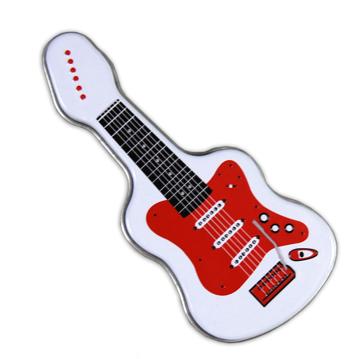 White Electric Guitar Shaped Tin - MTR4045F | AmuseMints Sweets and ...