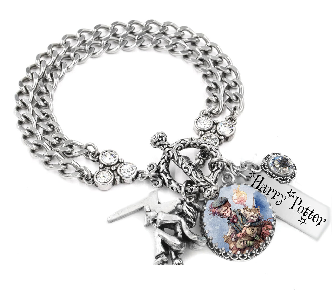 Harry Potter Black Charm Bracelet with 3 x Charms & Spell Beads