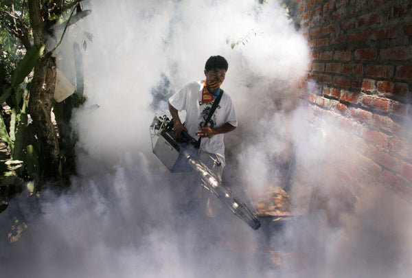 Fogging - spraying insecticides to fight mosquitos carrying Zika and dengue
