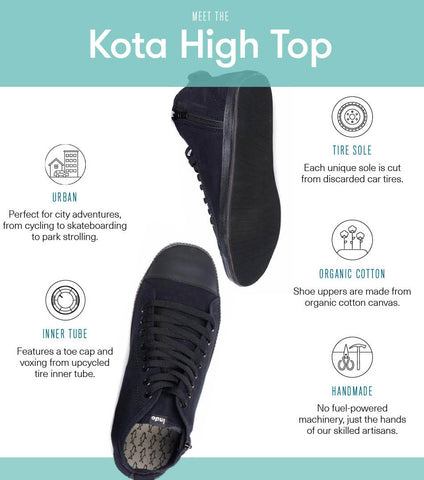 Kota High Top avec des semelles de pneus réutilisées