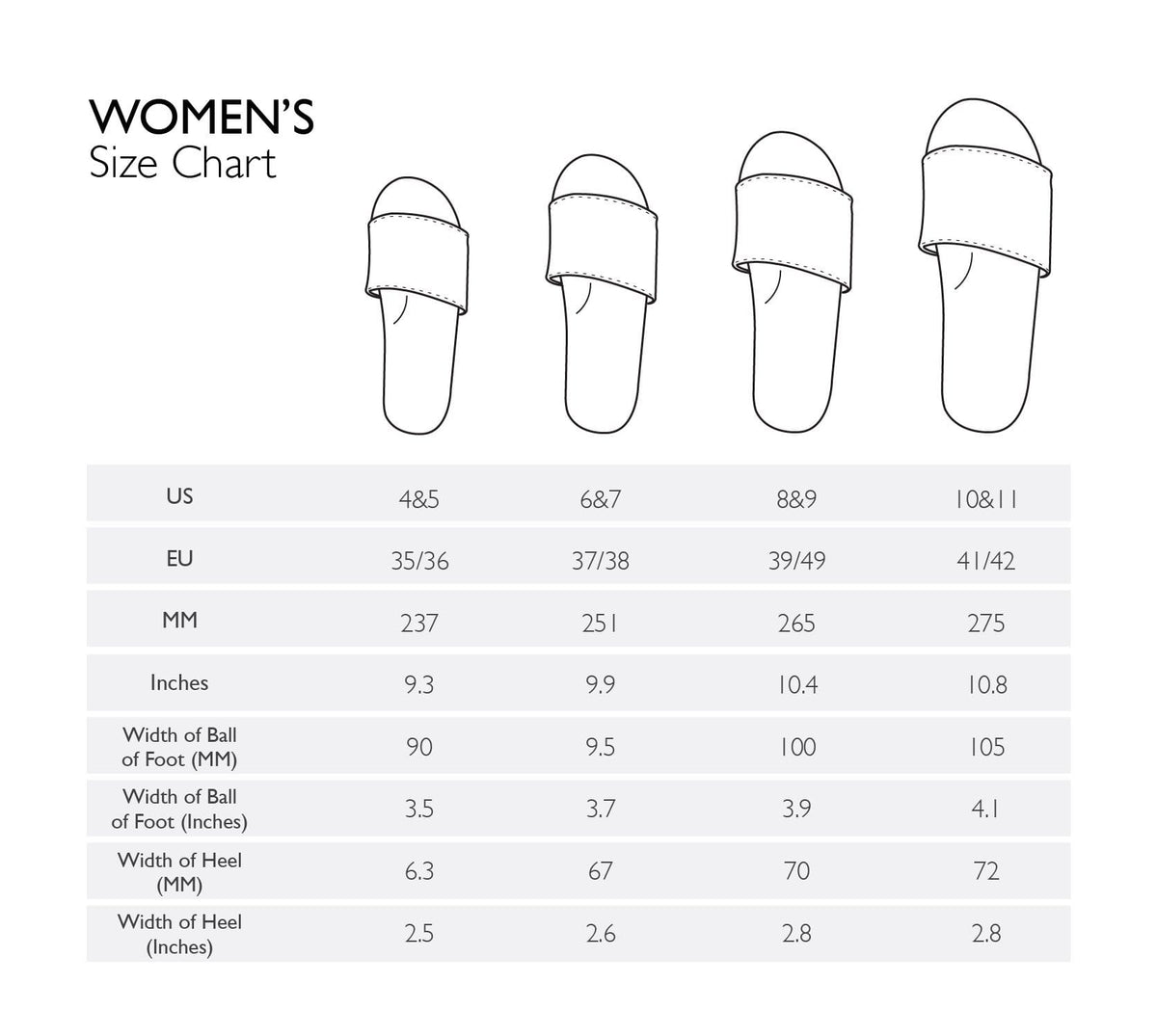 nike women's slides size chart