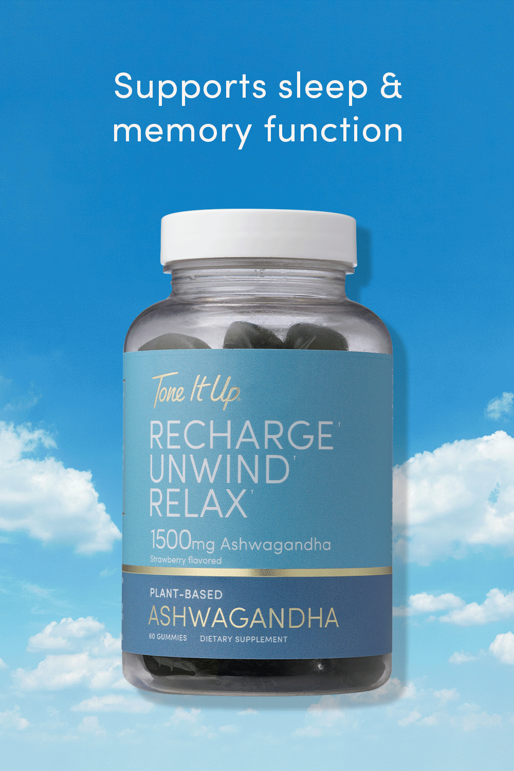 Channel your inner zen with Tone It Up Ashwagandha gummies.  Ashwagandha can be used as a natural hack to combat stress, anxiety, and fatigue. It also supports memory function and sleep 