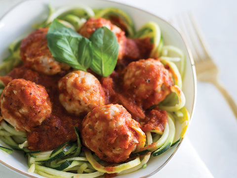 zoodles with meatballs