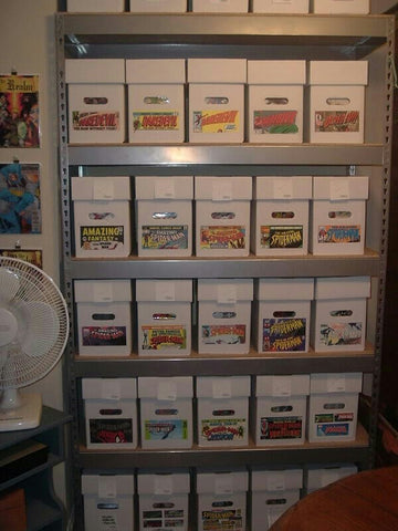 Comic storage shelves