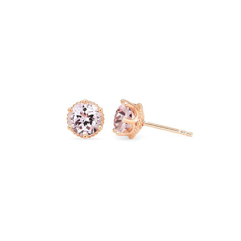 Evelyn | Vintage Classic Crown Earrings in Morganite – Michellia Fine ...