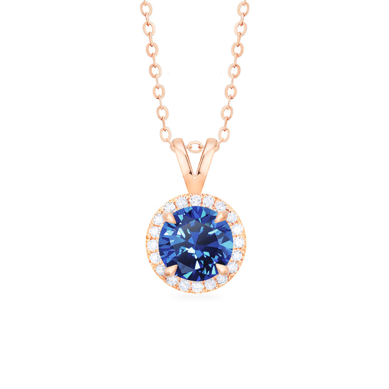 Nova | Petite Halo Diamond Ring in Lab Blue Sapphire – Michellia Fine ...