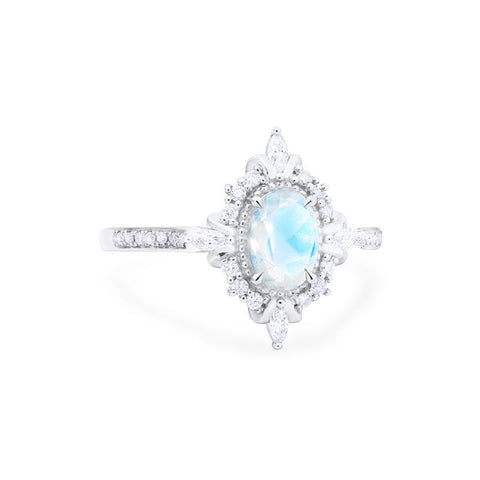 Alessandra | Art Deco Oval Cut Ring in Moonstone – Michellia Fine Jewelry